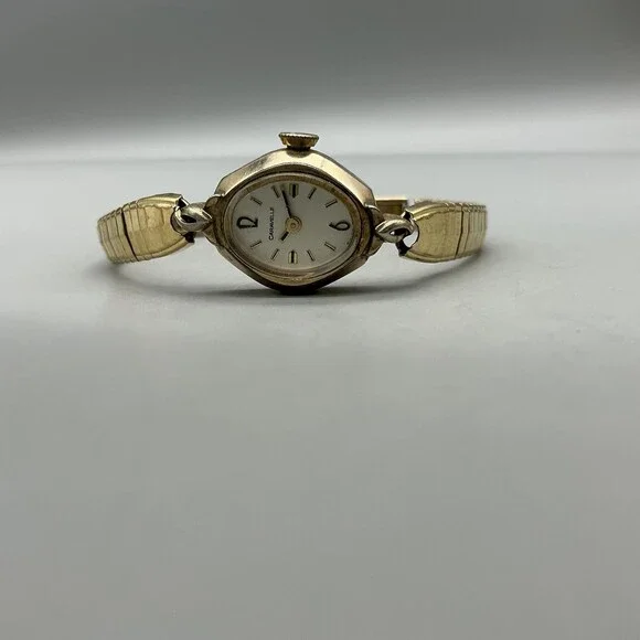 Vintage Caravelle Womens Watch 15mm White Dial Gold Tone Manual Wind 6.5" - Picture 5 of 14